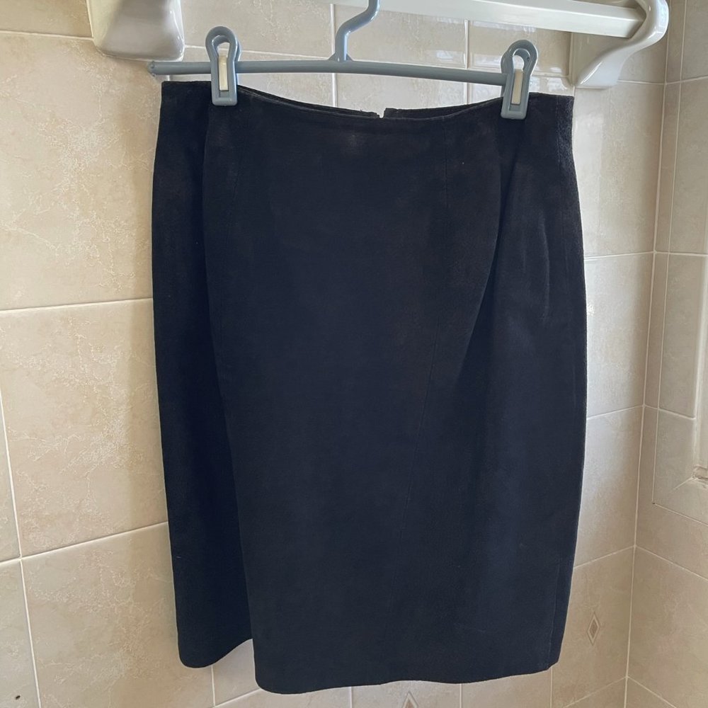 Black Suede Skirt - Knee Length - Picture 2 of 8
